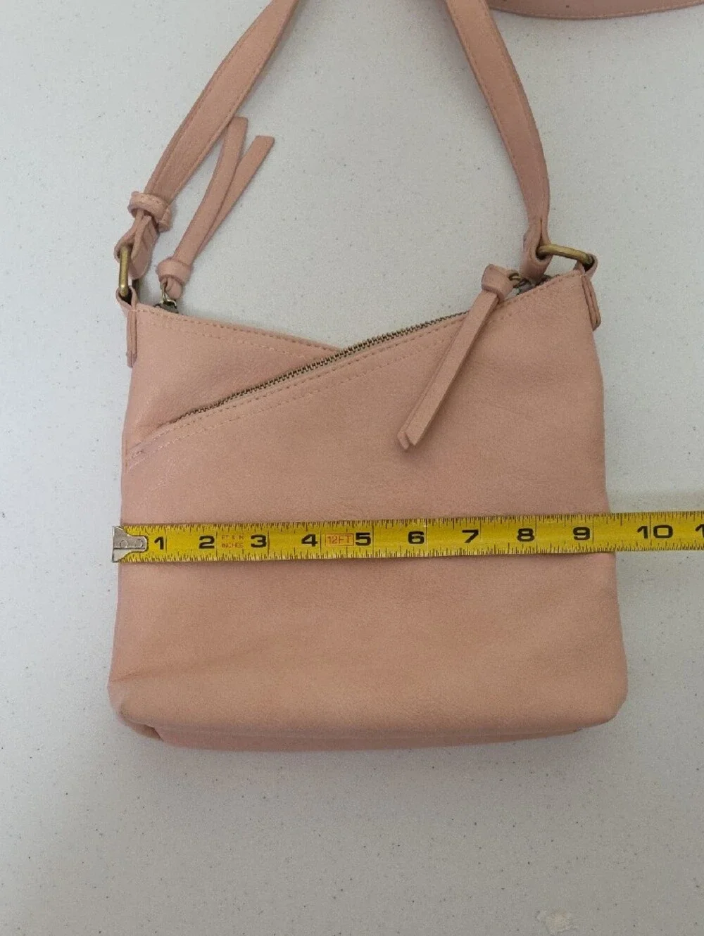 Sleek Blush Pink Crossbody Bag with 2 Pocket Diagonal Zip